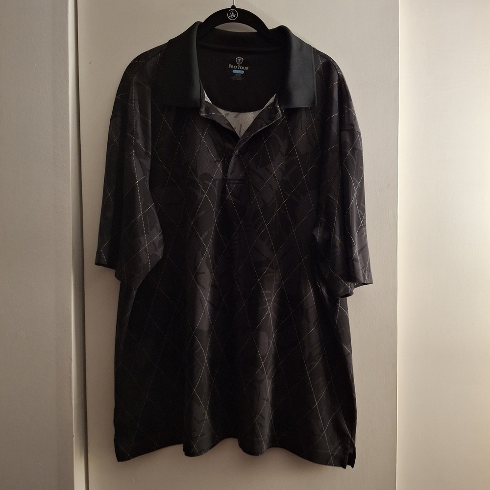 Pro Tour Classic Men's Black And White Polo Shirt with Short Sleeves